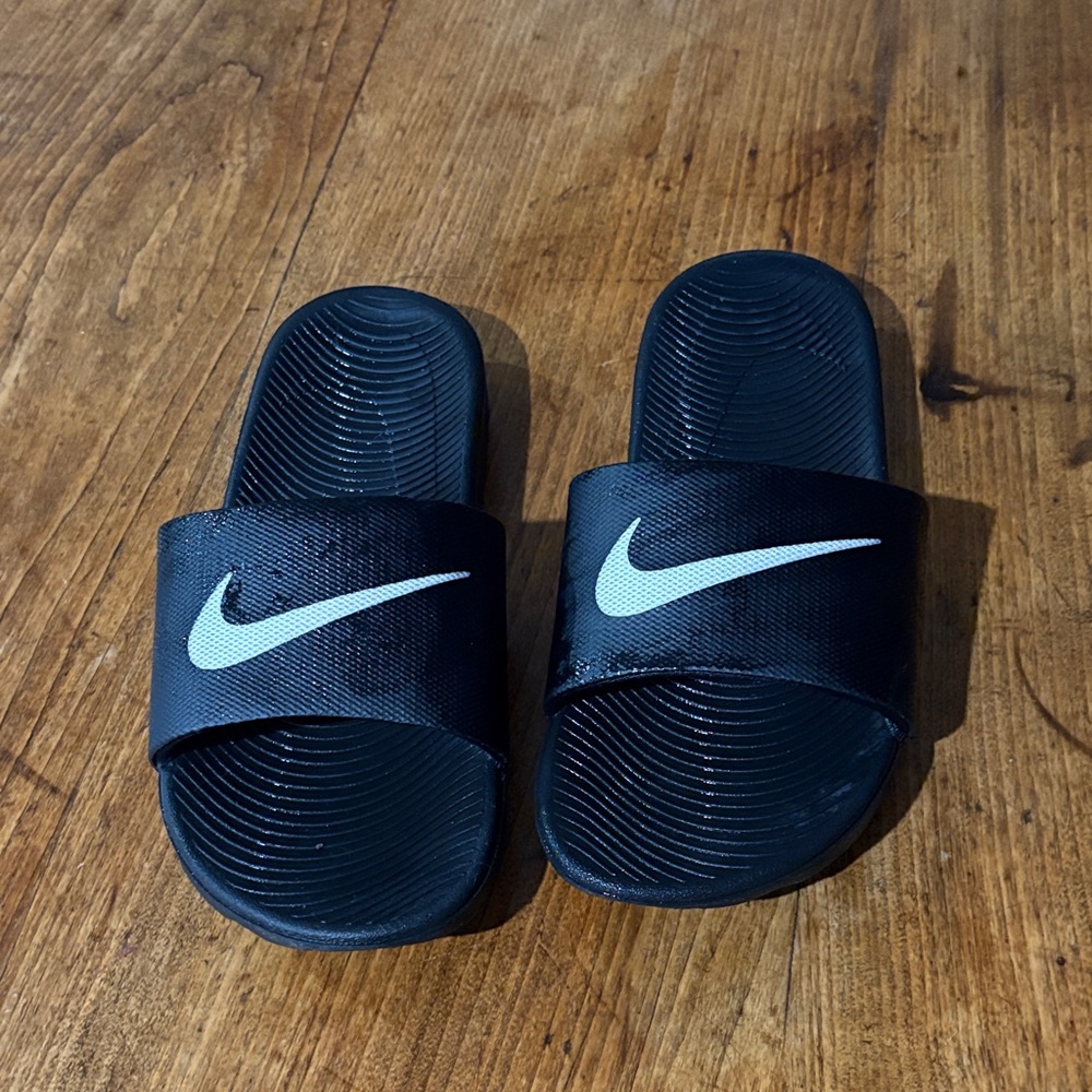 Nike Black Slides with White Logo